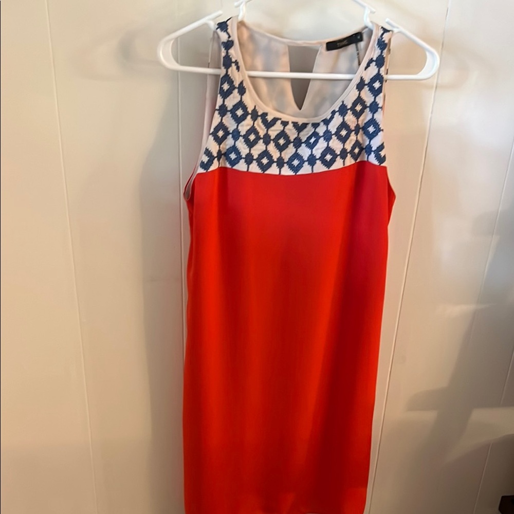 THML Blue and White Halter Sheath Dress